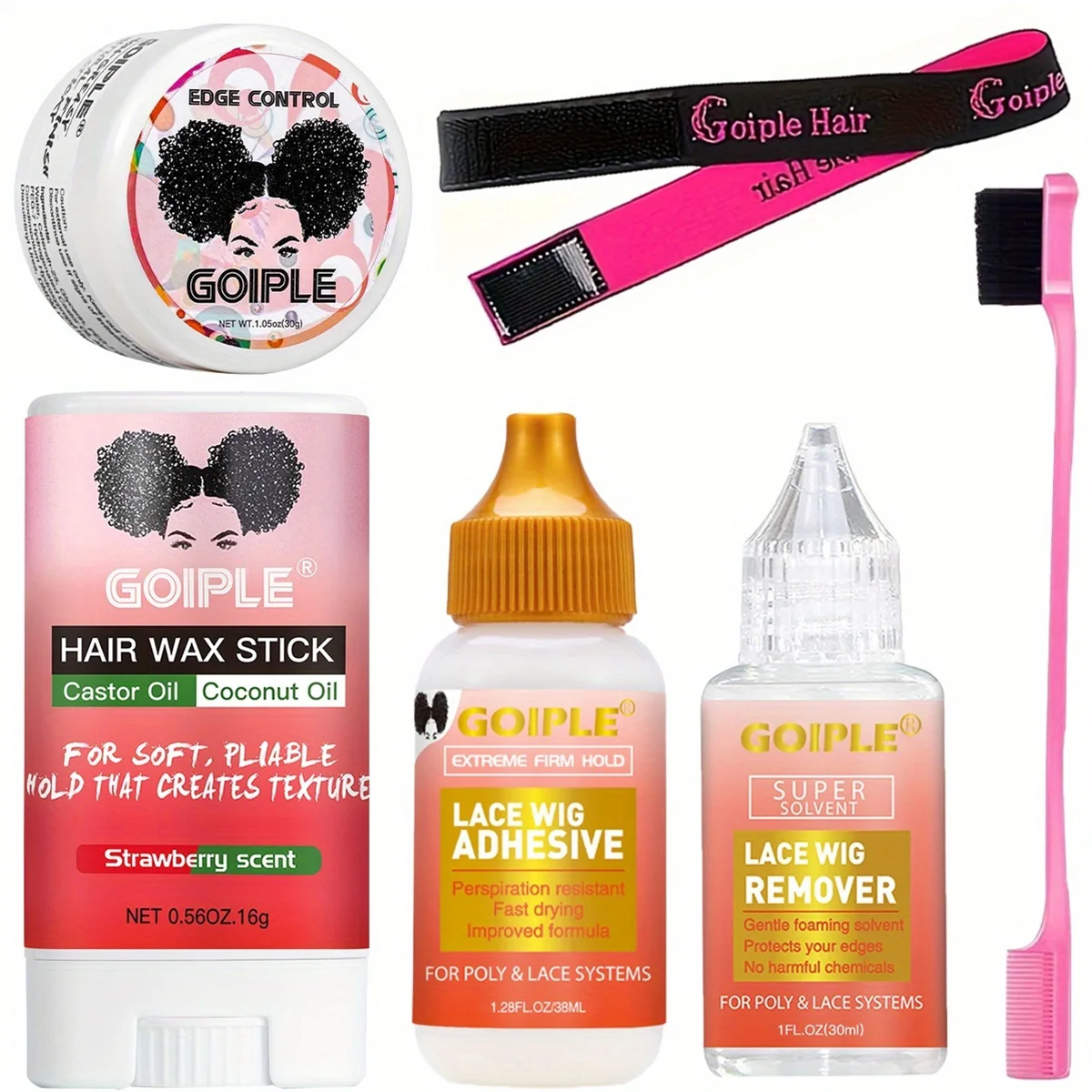 Hair Styling Wax Hair Pomade Adhesive for Wigs, Bond Wig Closure Front Extensions, Wigs Natural Finishing Hold Protect Edge Kit