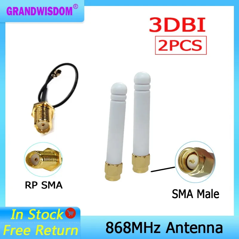 

GWS 2lots 868mhz Antenna 3dbi SMA male 915mhz lora antene RF module lorawan ipex 1 SMA female pigtail 20cm UFL Extension Cable