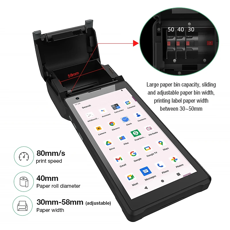 MSNew 6 Inch 4GB+128GB NFC RFID 2D Barcode Scanner Handheld Data Collection Terminal Portable Android PDA with Printer in Stock!
