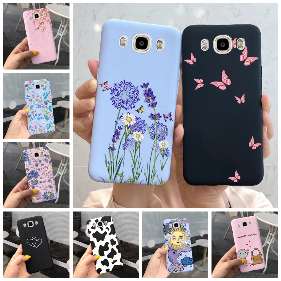 For Samsung Galaxy J5 2015 2016 Case Liquid Silicone Cute Phone Case For Samsung J5 J 5 J500F J510F Soft TPU Back Cover Flower