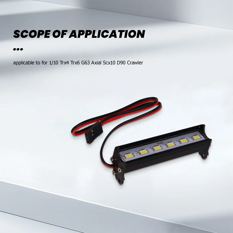 Rc Car Roof Led Light Bar Light 70Mm Searchlight For 1/10 Trxxas Trx4 Trx6 G63 Axial Scx10 D90 Crawler