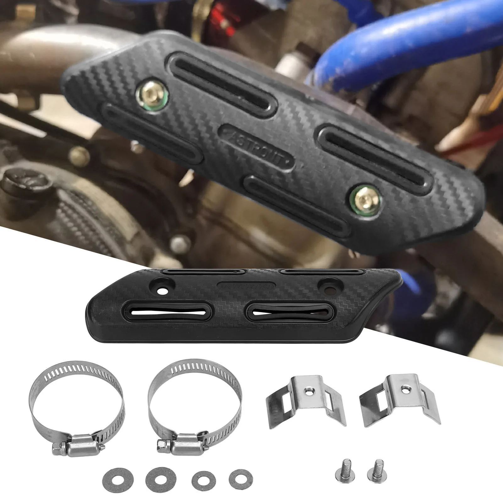 Exhaust Heat Shield Insulation Cover Heat Resistant Downpipe Protector Motorcycle Heat Shield Hollowed Heat Insulation Covers