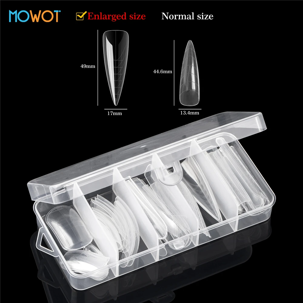 MOWOT غطاء كامل أشكال مزدوجة مجموعات قوالب الأظافر قابلة لإعادة الاستخدام الاكريليك بناء سريع هلام قالب أظافر صناعية نصائح تمديد أدوات مانيكير