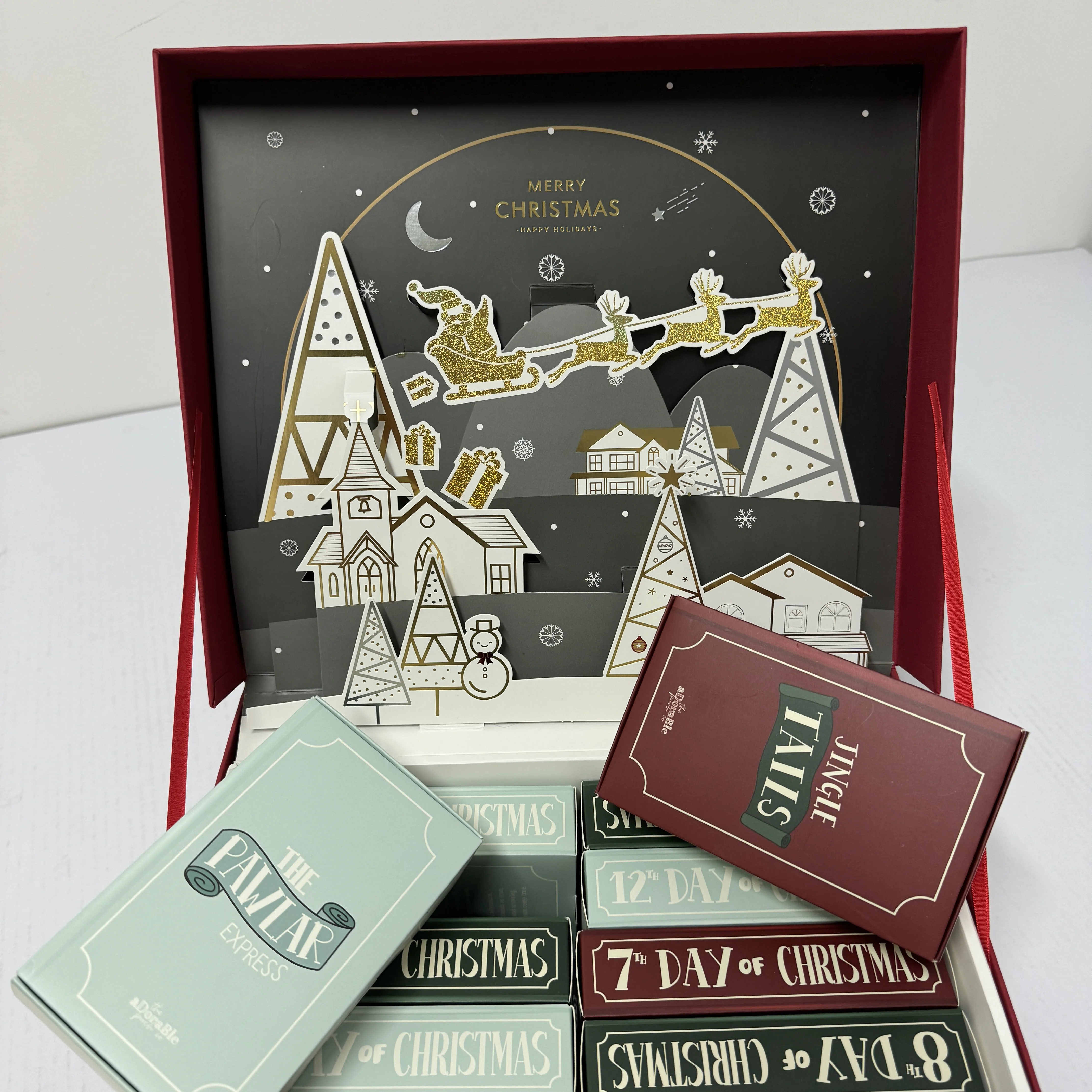 Customization.New Design Christmas Chocolate Clamshell Advent Calendar Custom Cardboard Pop up Advent Calendar Packaging Box