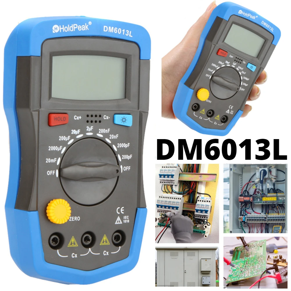 DM6013L Digital Capacitance Meter 1999 Counts Professional Capacitor Meter 200pF~20mF Data LCD Backlight Circuit Tester Tools