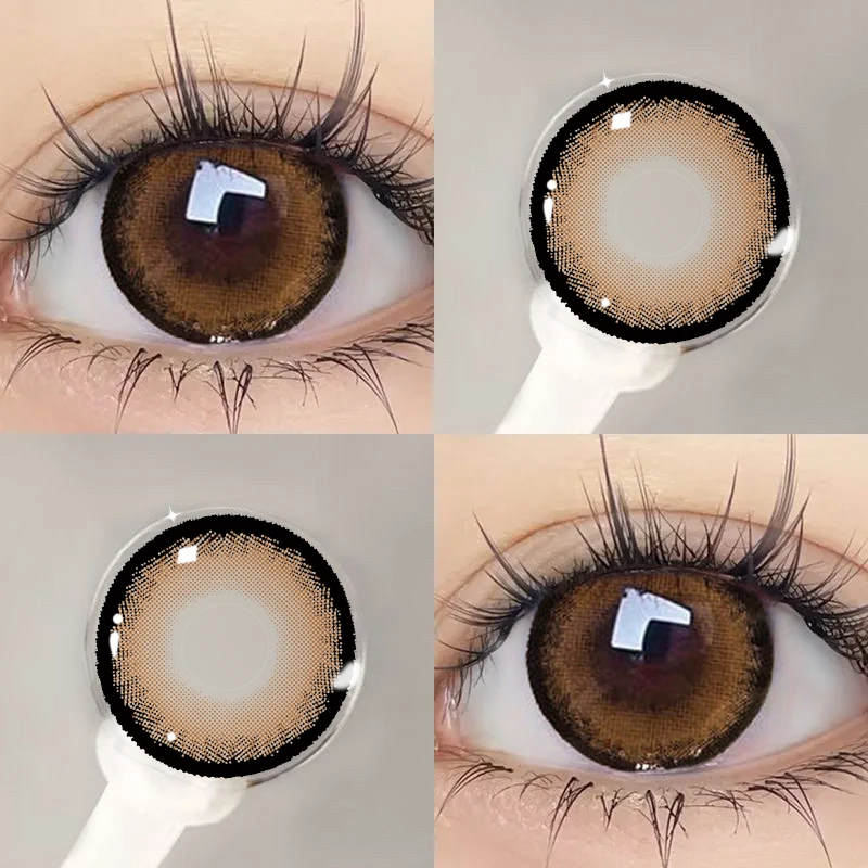 Duoxiu 2pcs Color Contact Lenses With Nature Eyes Brown Myopia Degree-0.00~ -8.00 Beauty Pupil Makeup Eye Fast Shipping