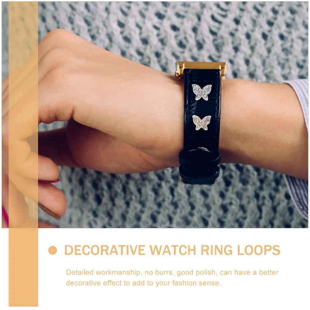 

4Pcs Full Rhinestone Watch Band Charms Decorative Studs Alloy Watch Strap Decor Accessories for Silicone Bands Fashion Jewelry