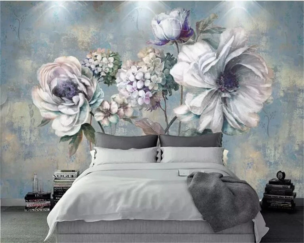 Custom 3d wallpaper Vintage flower oil painting wallpaper mural Living room sofa TV background bedroom restaurant study Hotel 8d