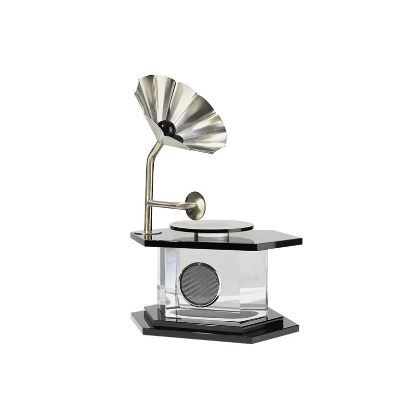 

Light luxury retro crystal phonograph ornament model room sales department living room TV cabinet desktop entrance soft decorati