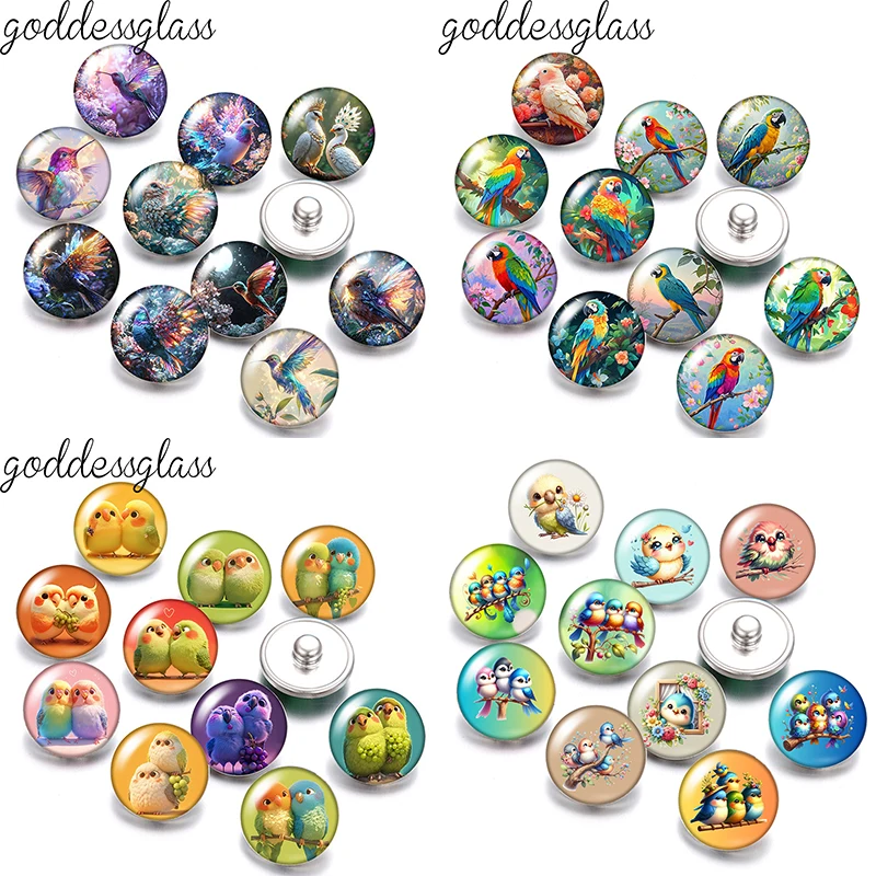 

Милые птицы, попугай, коливательная птица, туман, пары, животные, фото, 10 шт., кнопки 12 мм/18 мм для браслетов 12 мм/18 мм, ювелирные изделия «сделай сам»