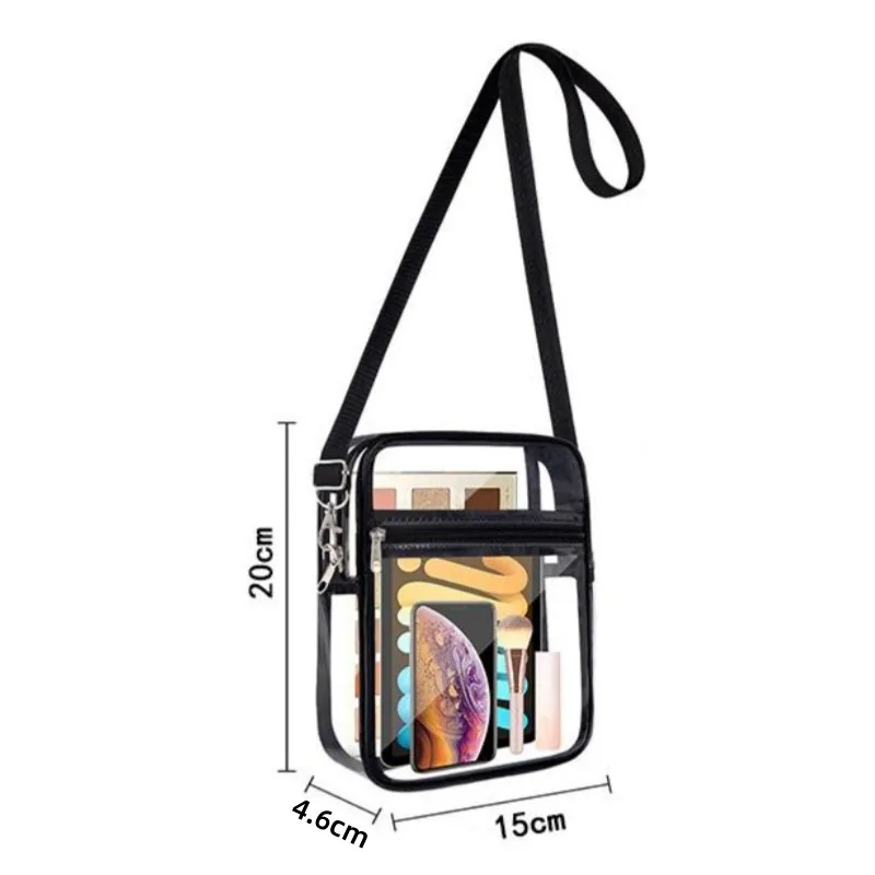 Transparent Crossbody Bag PVC clear Concert Sports One Shoulder Bag Messenger Bag with Adjustable Zipper