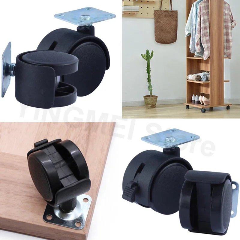 Band Safety Brake Nylon Mute swivel Plate Caster 30MM Roller Pulley 1.5in Universal Wheel for Crib chair table replacement parts