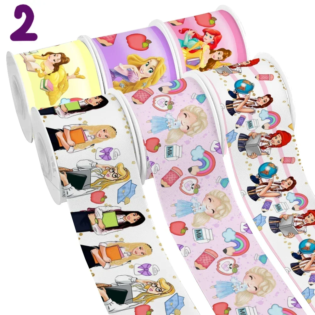 

10 Yards Disney Cartoon Princess Designs Grosgrain Ribbon School For Girls Head Wear Hair Bows Decoration