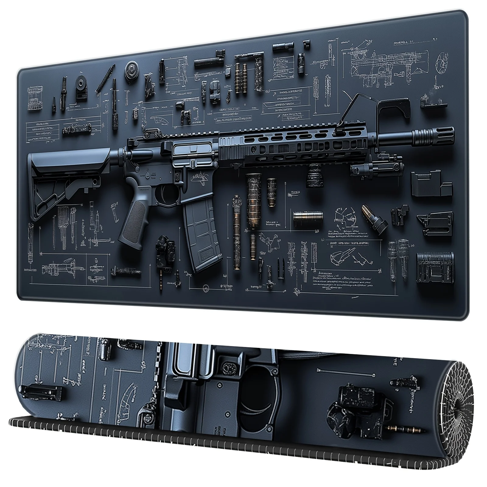 Gun Large Washable Mouse Pad Rubber Non-Slip Desk Gadgets Pc Setup Accessories Office Mouse Mat Setup Extended Pad Mousepad