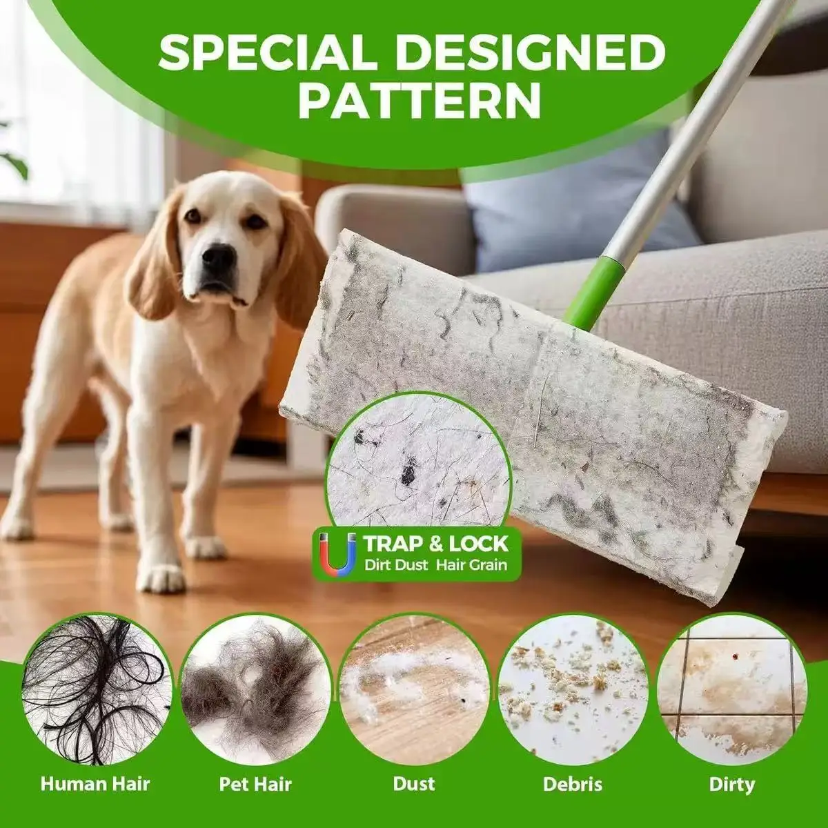 Electrostatic Dust Collector Mop Set with Foldable Long Handle Disposable Vacuum Paper - Household Floor Cleaning  High Quality