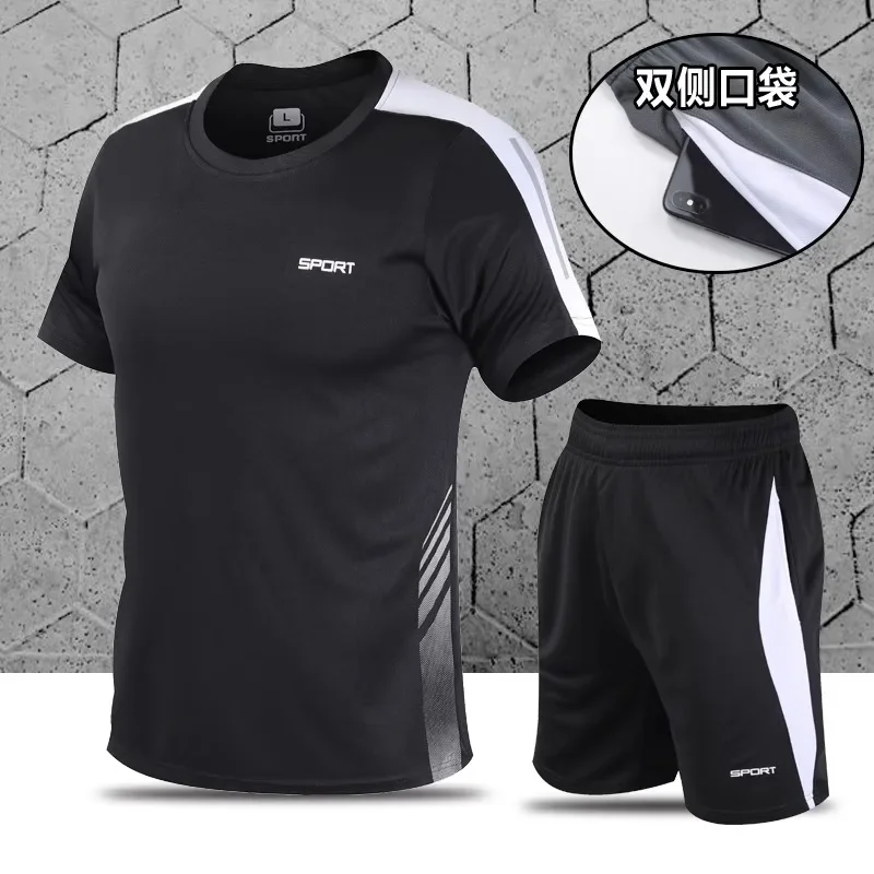 

Summer casual sports set, men's sportswear, short sleeved T-shirt, fitness running suit, two-piece men's shorts, Five Point Shor