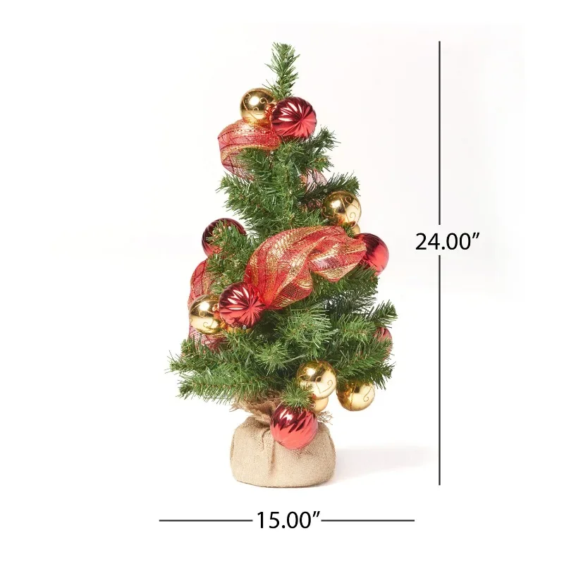 Desktop Kerstboom met 50 WarmWit LED Licht 60 cm/24in Geschikt voor Home Party Halloween Nieuwjaar Home Decor Navidad