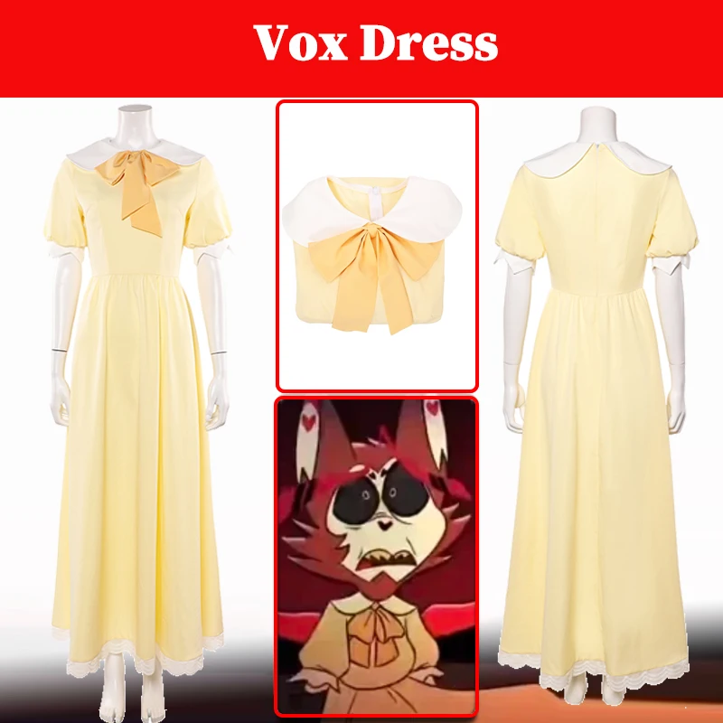 

Hzzbin Husk Dress Cosplay Cartoon TV Hell Inn Yellow Dress Skirts Costume Women Adult Female Halloween Carnival Suits Clothing