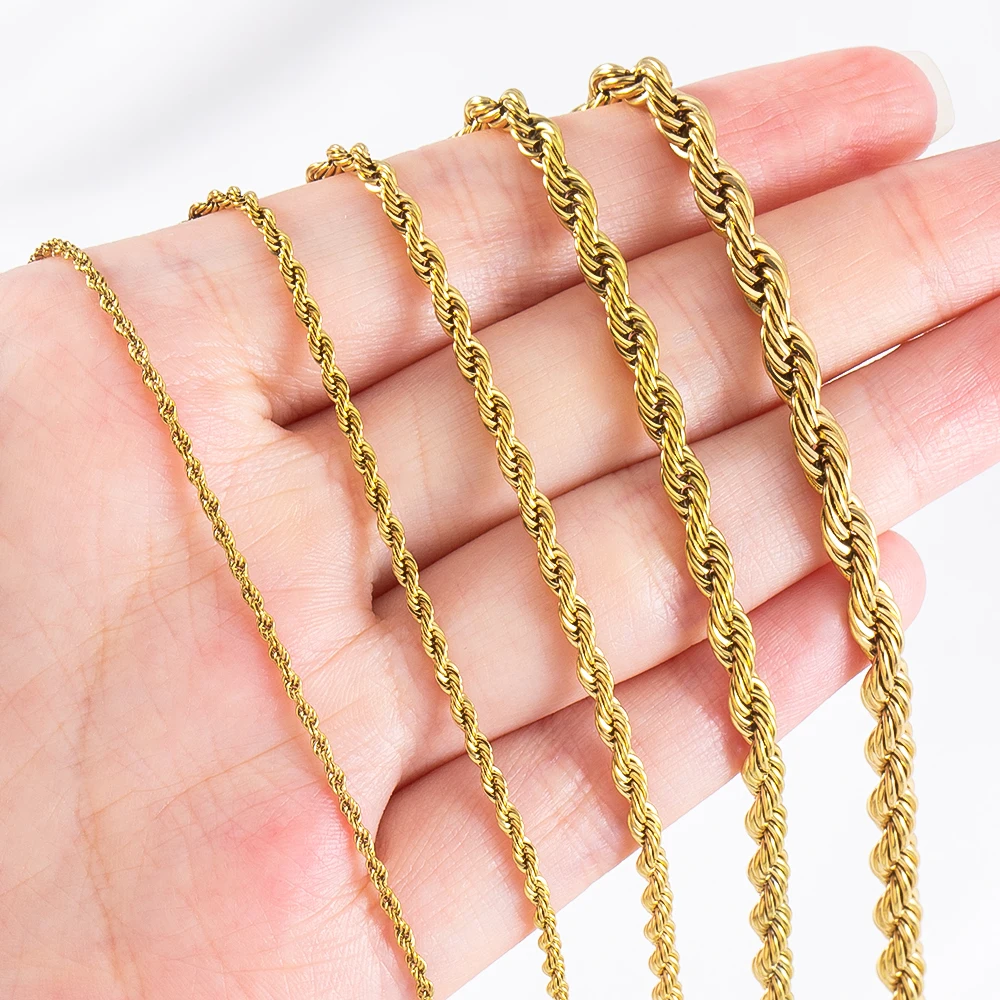1Meter Stainless Steel Twisted Rope Chain For DIY Necklace Bracelet Choker Bag Chain Jewelry Gift Making Accessories