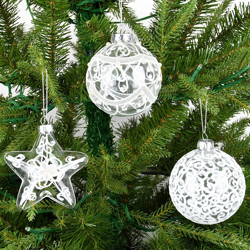 

Новогодние украшения - Расписанные вручную прозрачные стеклянные шары-подвески