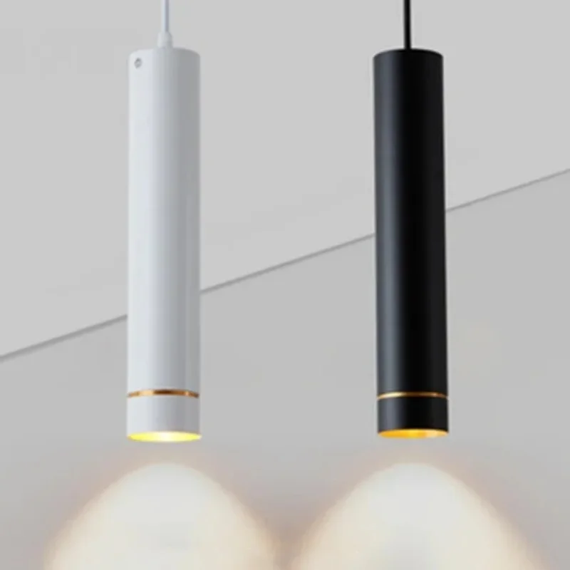ミニマリストロングチューブ円筒形ledペンダントライトゴールドトリムワイヤー天井スポットライトレストランバーテーブル用モダンシャンデリア