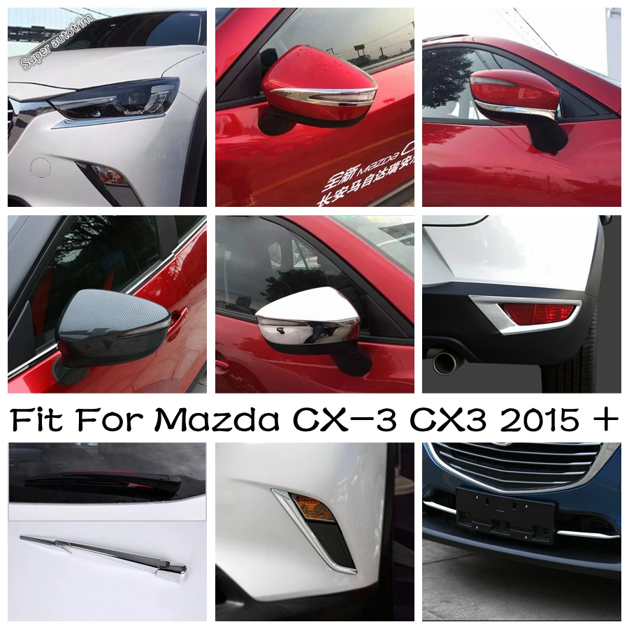 

Headlight / Rearview Mirror / Front Fog Lamp / Rear Window Wiper Cover Trims Chrome Accessories For Mazda CX-3 CX3 2015 - 2021