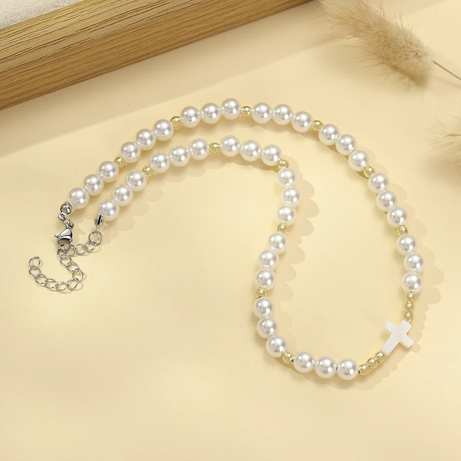 Noter Elegante modische Halskette für Damen, verstellbar, mit Perlen verziert, Halsaccessoire, Urlaub, vielseitiger Schmuck – Detail 6