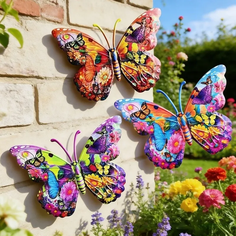 new-wrought-iron-2d-flat-color-uv-butterfly-outdoor-wall-mounted-metal-crafts