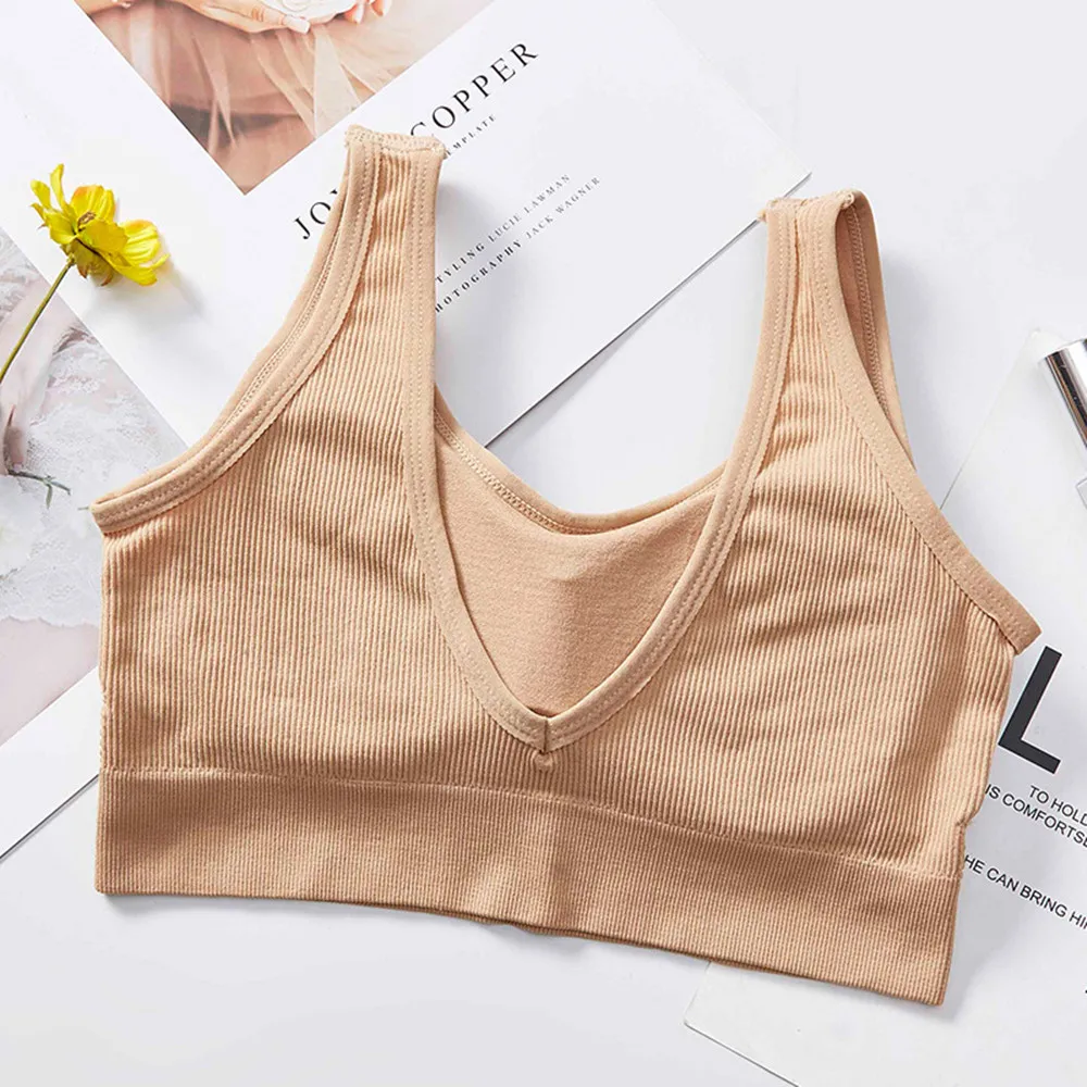 Seamless Bras For Women Solid Push Up Bra Cotton Bralette Brassiere Comfortable Wireless Underwear V Back Female Sexy Lingerie