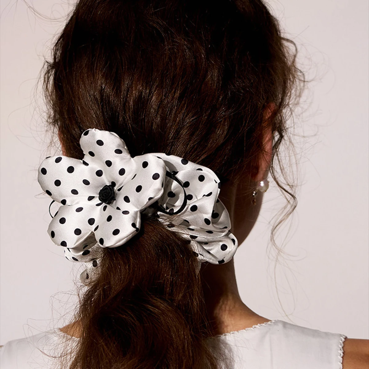 Retro Satin Polka Dot Headband Simple Detachable Design Durable High Elasticity Unique Personality Trendy Hair Accessories