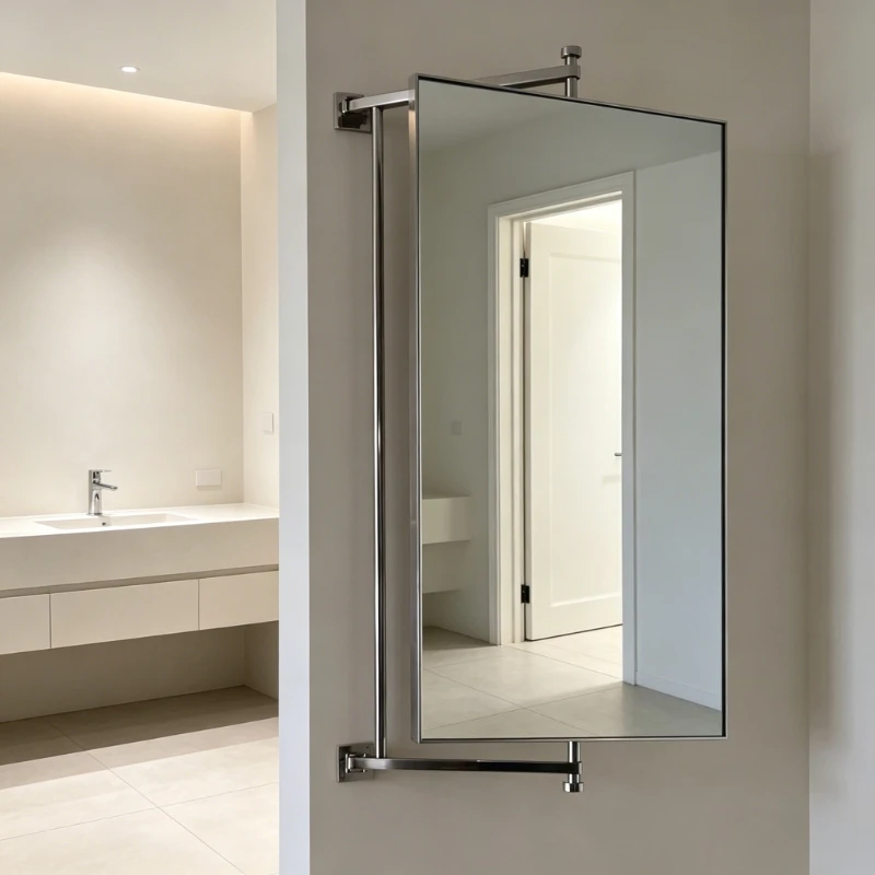 Foldable Bath Mirrors Rotated Mirror Easy Cleaning Bathroom Fixtures and Accessories Rust Proof Full Length Mirror Household