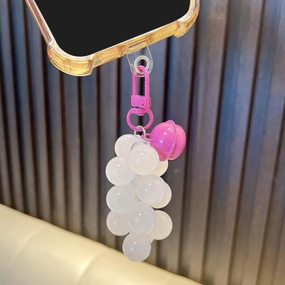 UV-Sensitive Grape Key Chain Candy-Colored Color-Shifting Beaded Bag Charm Lightweight Acrylic UV Changing Pendant