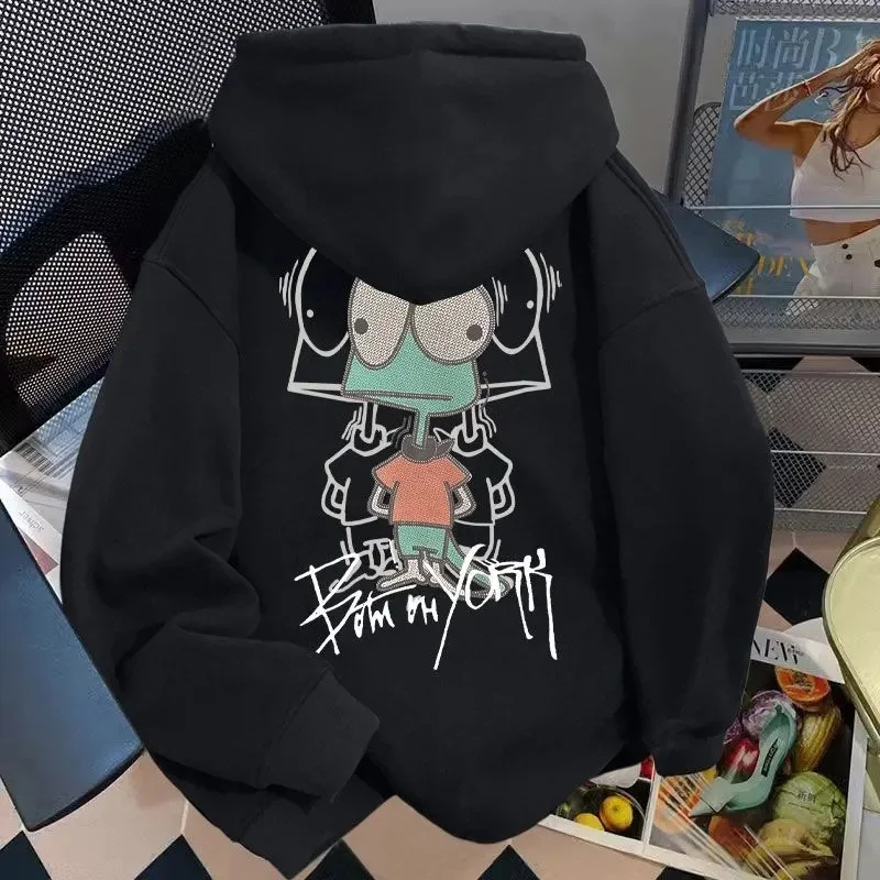 

Толстовка с капюшоном в американском стиле с забавным принтом для мальчиков и девочек осенью и зимой 2025, свободная, повседневная и универсальная.