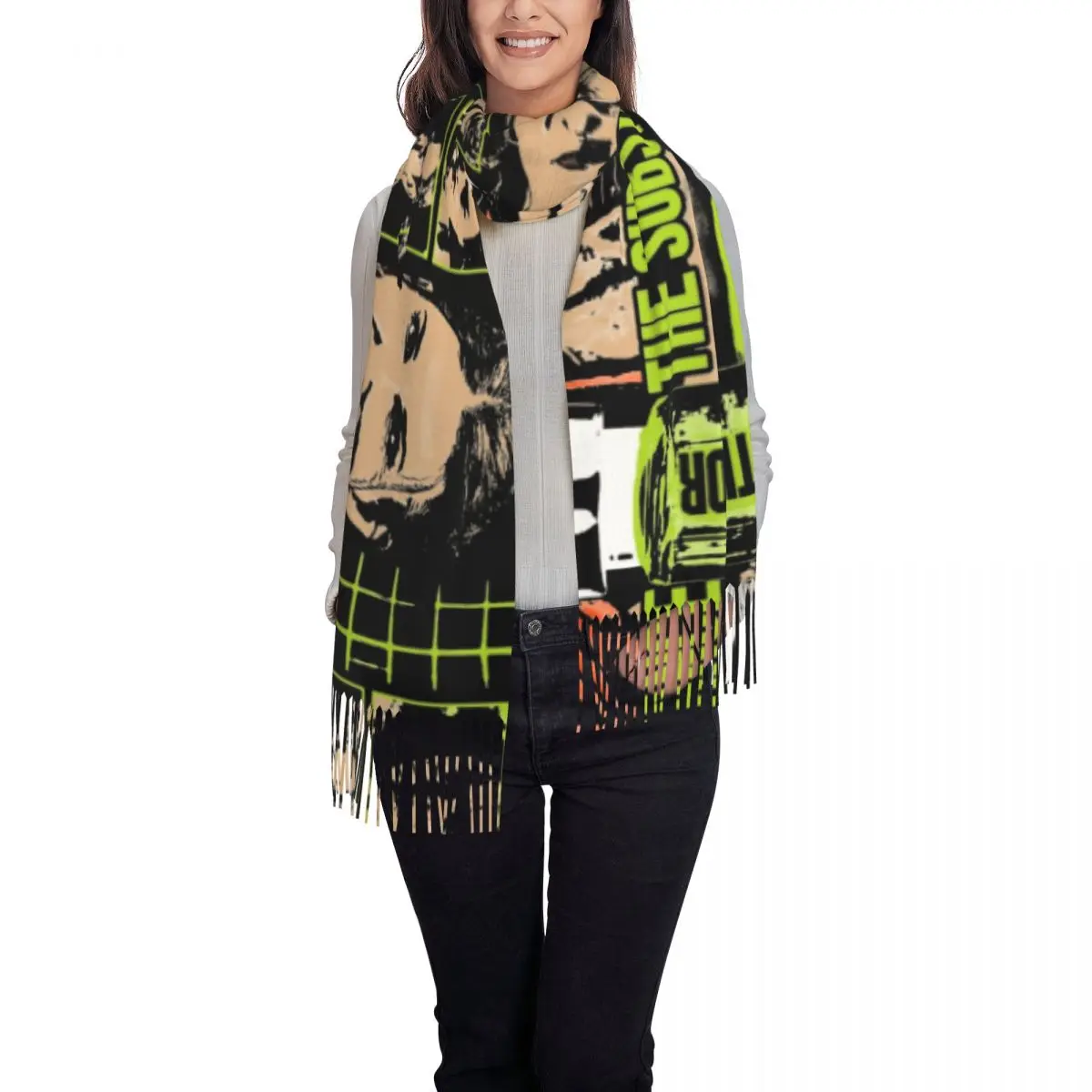 女性用ロングタッセルスカーフ,タッセル付きヘッドスカーフ,ヴィンテージショール,暖かいラップ,カスタム,クラシック,DIY,秋