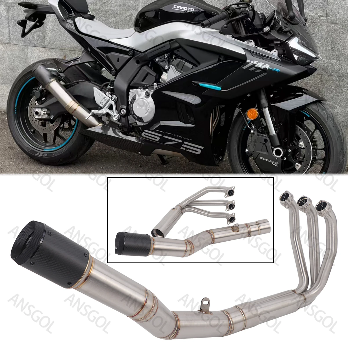 Escape Exhaust Header Pipe For CF-Moto 675SR-R 675NK 675SS 675SRR Full Exhaust System Modify Muffler Pipe Link Front Pipe Loud