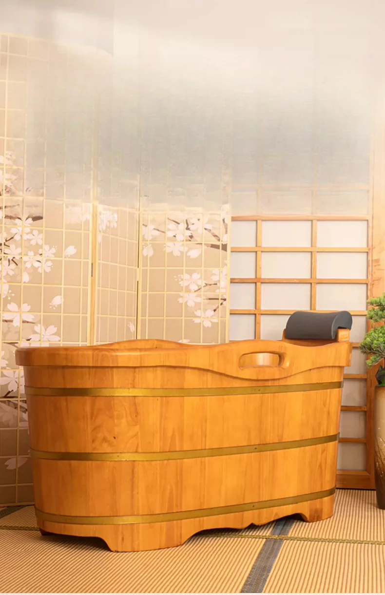 Wooden Barrel Bath Bucket Oak Cedar Bathing Bucket Adult Household Full Bath Beauty Salon Health Bath Bucket