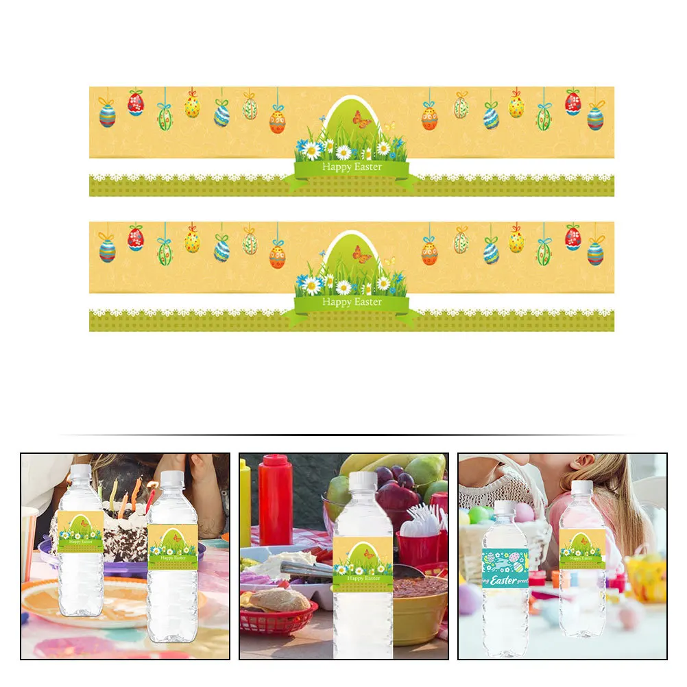 24pcs Easter Bottle Label Stickers Waterproof Decals For Wine Juice Beverage Containers Party Decorations Unique Design