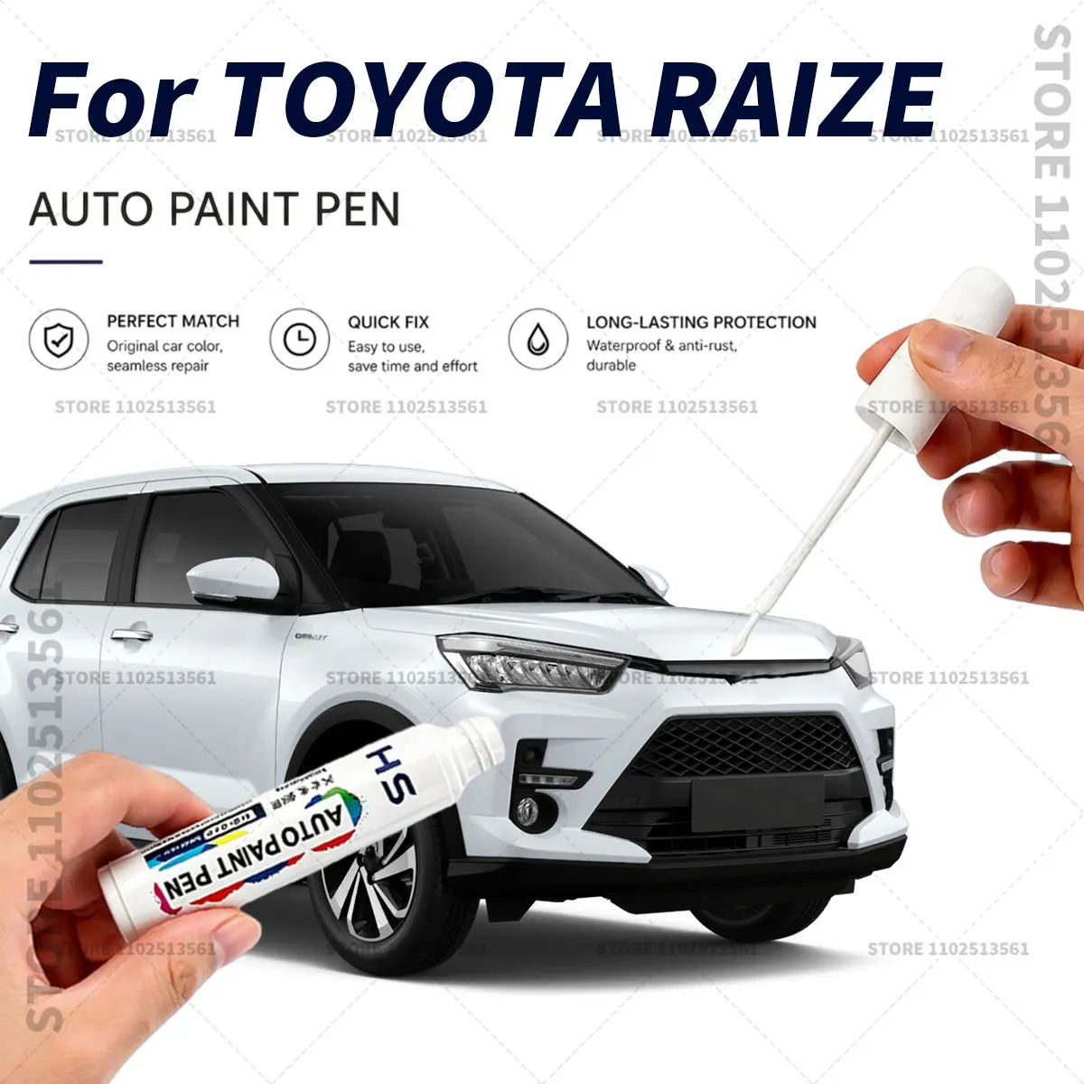Quick Dry Car Touch Up Paint Pen Auto Scratch Repair Brush for Paint Chips Scratches and Scuffs  For TOYOTA RAIZE White Black