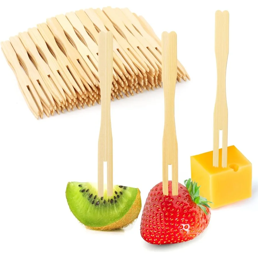 

400 Bamboo Appetizer Forks 3.5 Ih Mini Bamboo Forks for Charcuterie Boards Accessories Fay Toothpicks for Appetizers Disposable