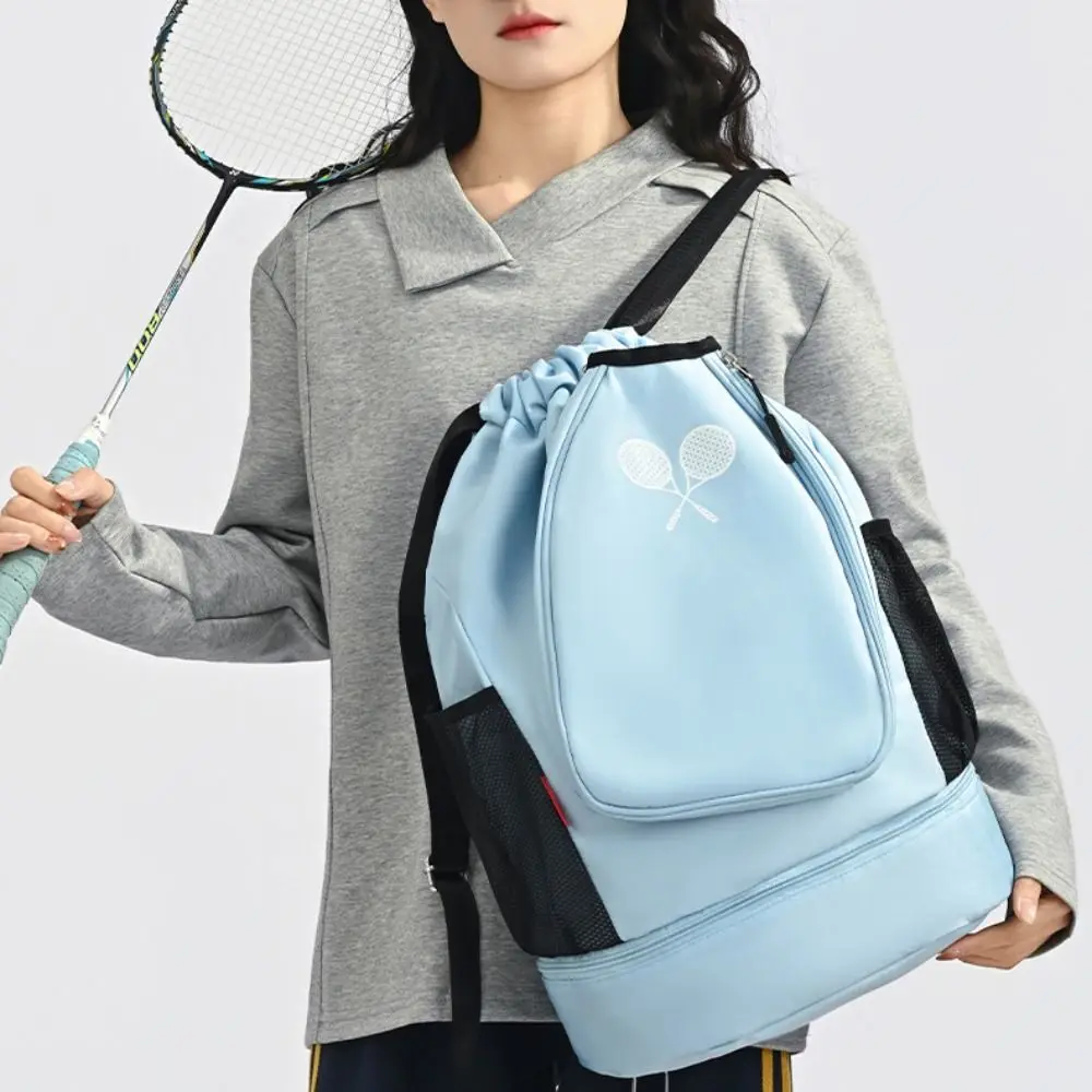 Multifunctional Badminton Racket Backpack with Shoes Pocket Large Capacity Gym Fitness Pack Waterproof Holds 2 Rackets