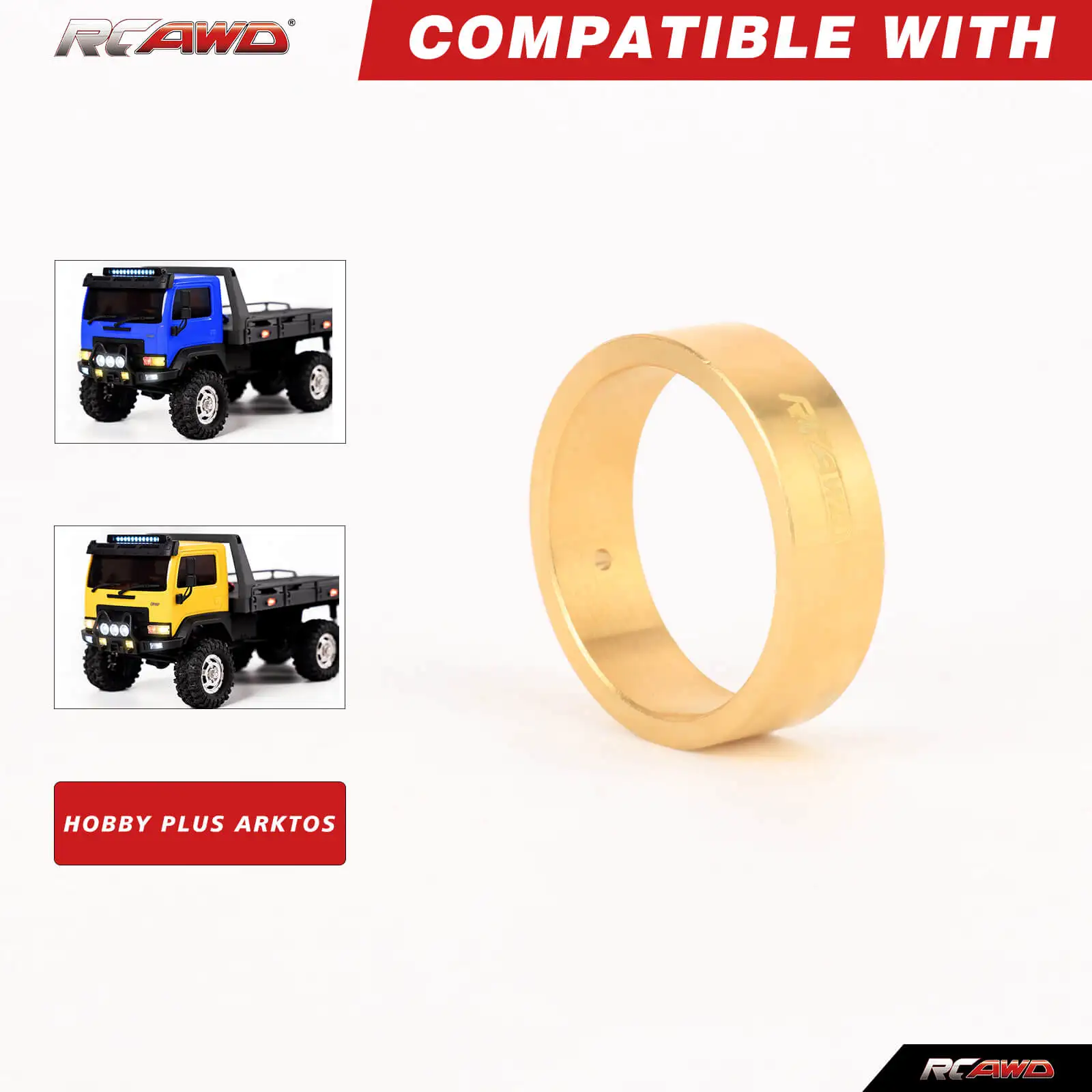 RCAWD 6pcs Brass RC Tire counterweight ring for 1/18 HOBBY PLUS HB CR-18P ARKTOS Upgrades Parts
