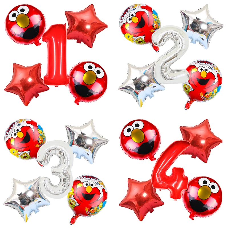 5pcs Cartoon Sesame Street Birthday Party Foil Balloons set Baby Shower Party Decorations Kids number Birthday Party Supplies