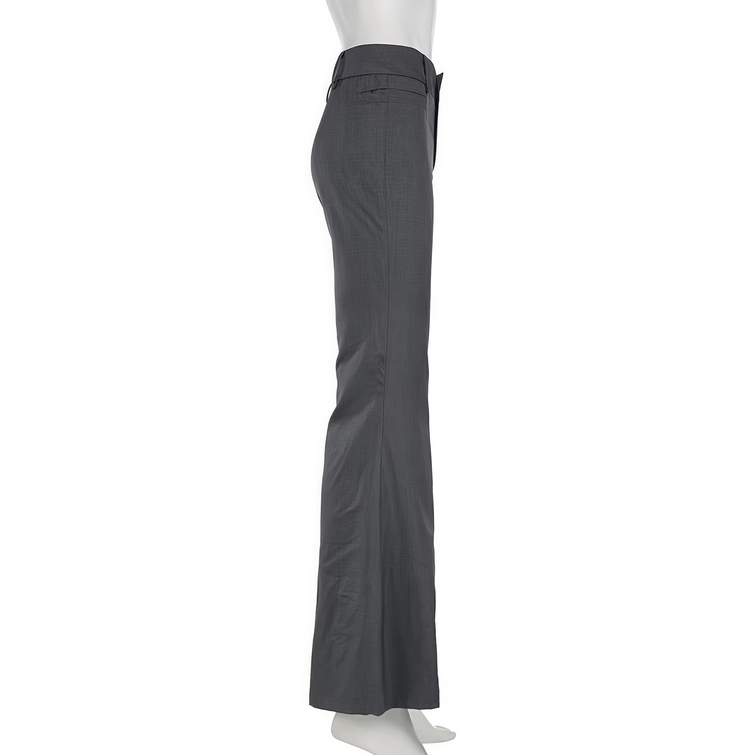 Y2K Retro Low-Rise Geraffte Schlaghose für Damen, Graues Anzugmaterial, Weit Ausgestellte Hose, Vintage Y2K Street Office Casual Lange Hose – Detail 11