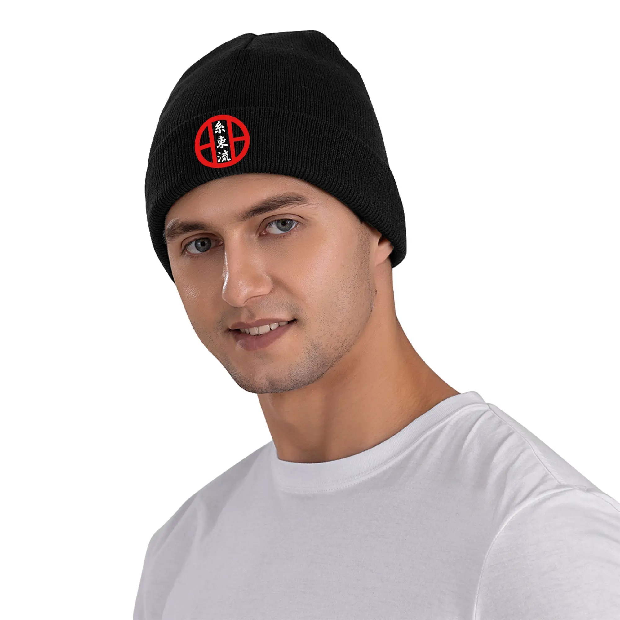 Karate Shitoryu Kanji and Symbol Text Knitted Hat Autumn Winter Skullies Beanies Calligraphy Cap Female Male Acrylic Skullcap