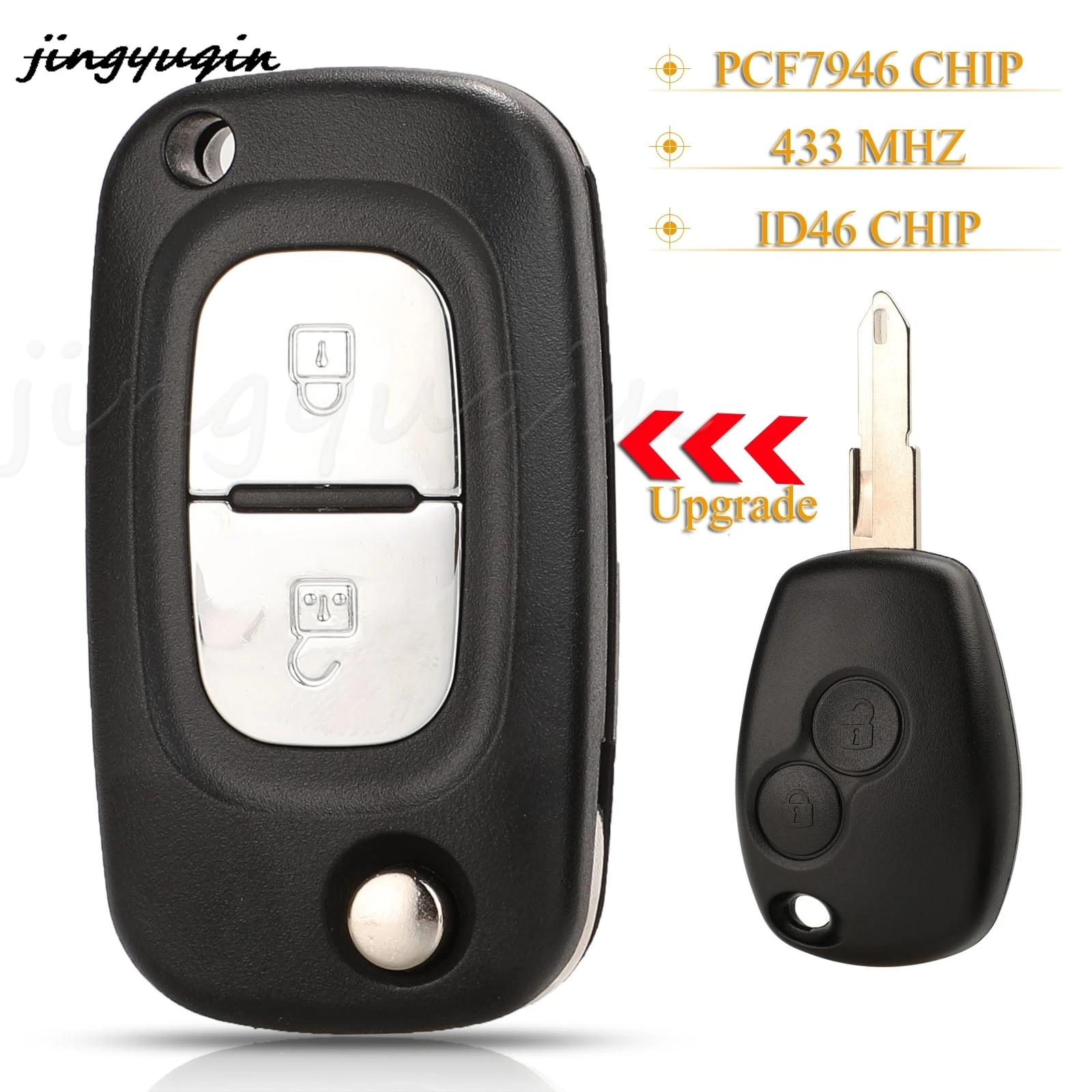 

jingyuqin 5pcs 2 Buttons Modified Remote Key 434MHz PCF7946 For Renault Trafic Master Modus With VA2/NE73 Blade