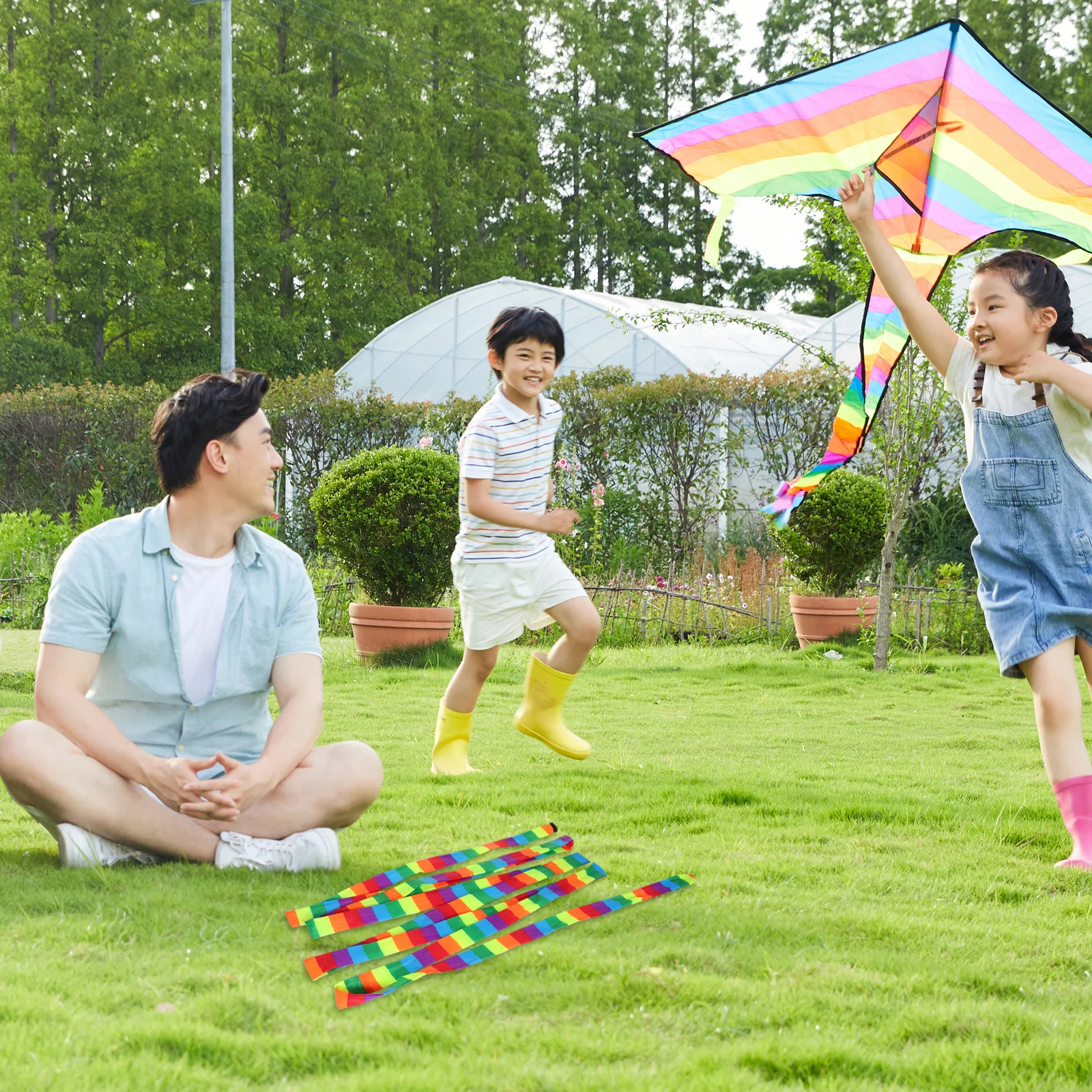 

Long Rainbow Kite Tail Vibrant Colored Fabric Tail for Kite Making Supplies Outdoor Flying Decoration Stable Control Eye