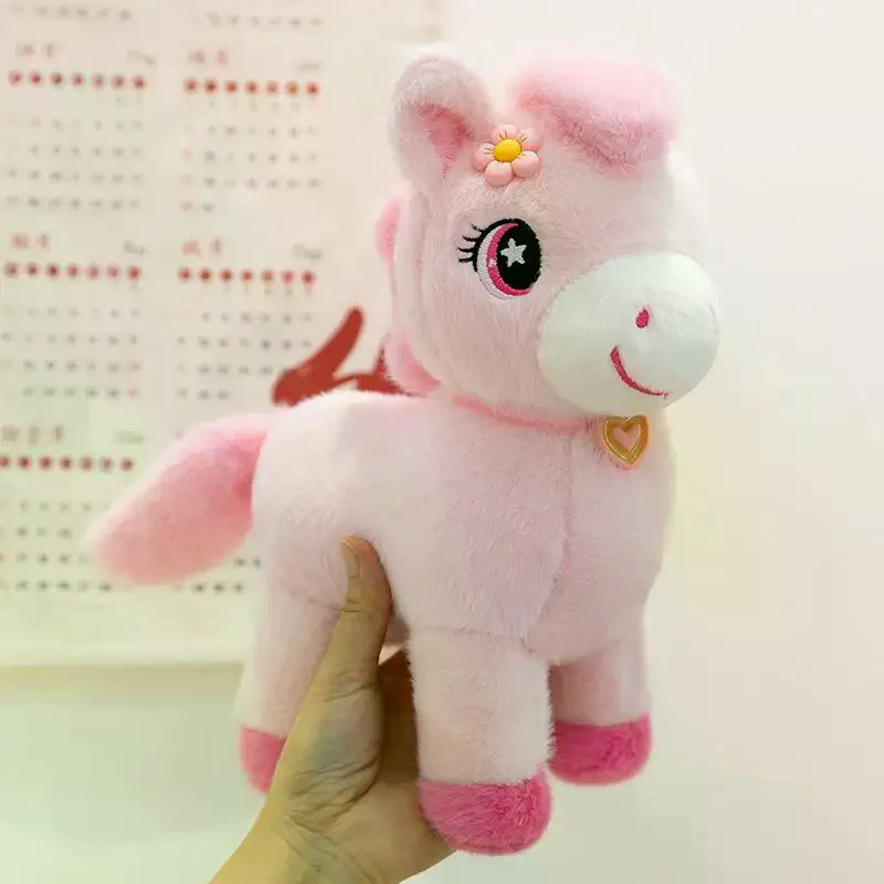 1 Uds. Regalo de cumpleaños clásico para niños, muñecos de caballo simulados, animales de peluche, juguetes de peluche de poni súper realistas de alta calidad