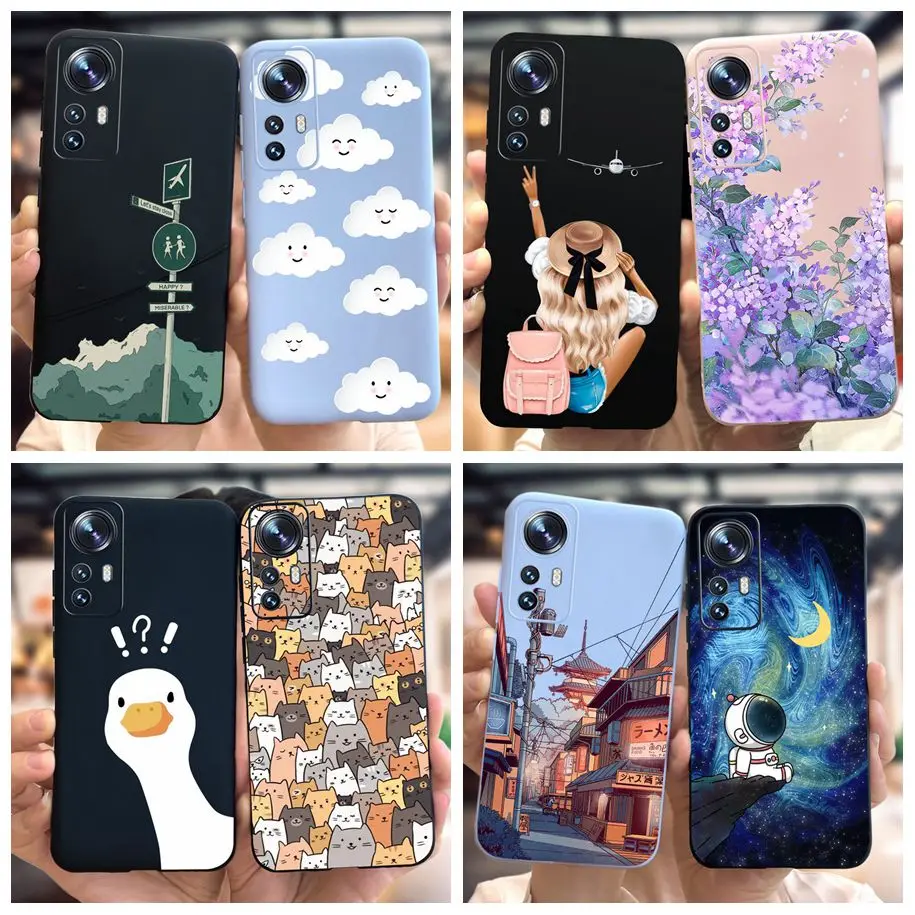 Xiaomi 12 için kılıf Mi 12X kapak lüks çiçek karikatür ince yumuşak silikon TPU arka kapak için Xiaomi 12 Pro Funda Mi 12 Ultra çapa