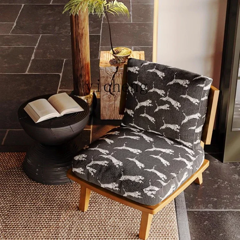 retro single sofa chair living room home balcony antique solid wood leisure chair