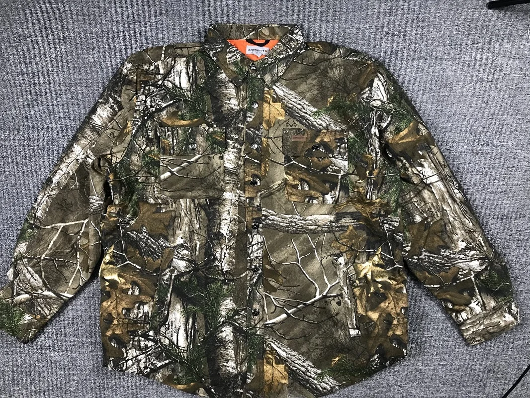 

Biomimetic Camouflage Large Size Jaet Cotton Insert Outerwear Casual Loose Fit Warmth Thiened Workwear Sle Collar Coat